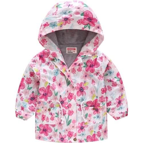 Spring Autumn Boys Girls Windbreaker Coat Cute Cartoon Baby Girl Boy Hooded Outwear Kids Clothes Children Coats Jacket Clothing