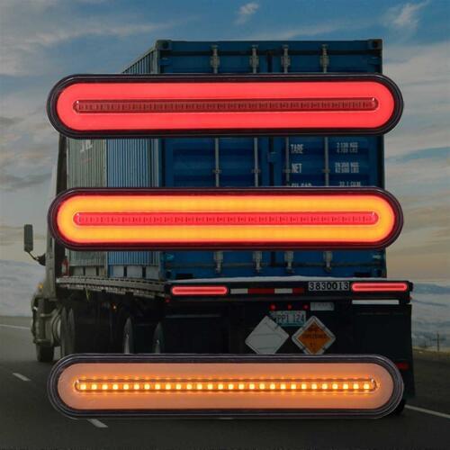 Waterproof 100 LED Trailer Truck Brake Light 3 in 1 Neon Halo Ring Tail Brake Stop Light Flowing Turn Signal Light Lamp 12-24V