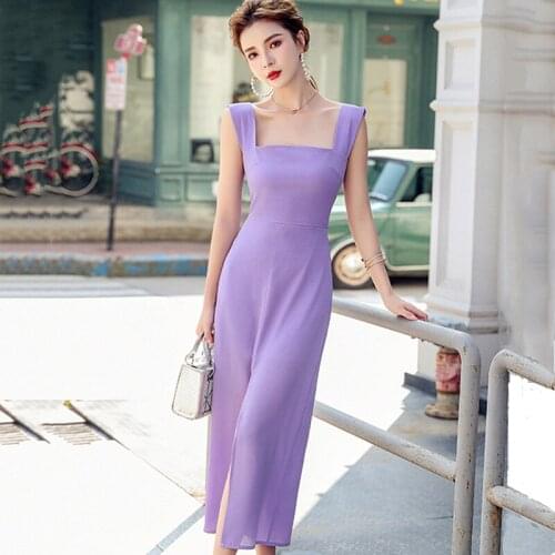 Women Straps Dress Summer 2021 Elegant Fashion Gentlewomen Slim Package Hip Party Dress Sexy Spaghetti Strap Sleeveless Dress