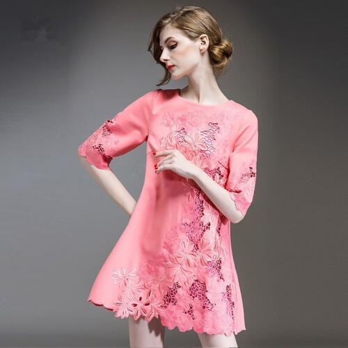 2017 spring summer A-line dress for women princess and ladies dress half Sleeve Cute Solid dress for woman free shipping