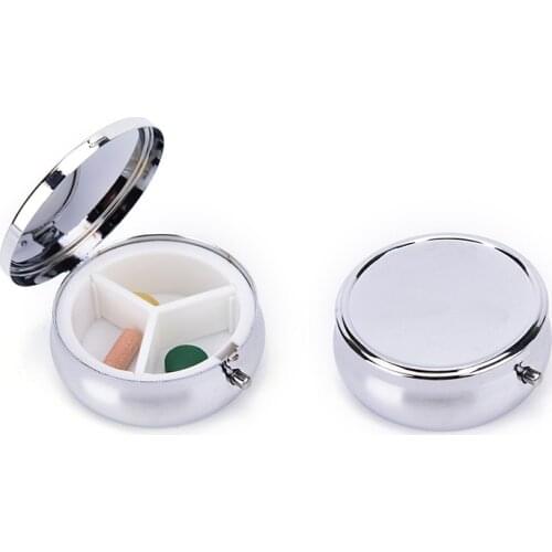 1pcs Metal Pill Boxes Gold Metal Round Pill Boxes Medicine Organizer Container Medicine Case Pill Candy Box
