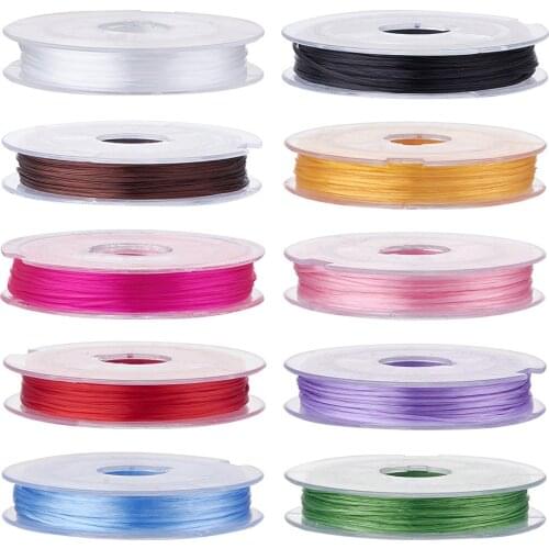 10Rolls 0.8mm Elastic Beading Thread Strong Stretch Flat Crystal String for DIY Bracelet Necklace Anklet Jewelry Making 10m/roll