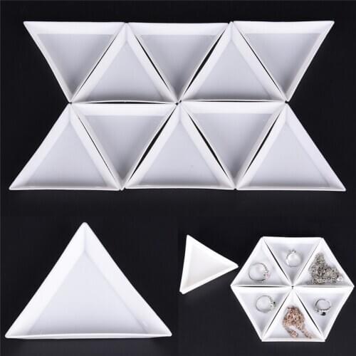 10pcs/lot Environmental PP Triangle Plate For Jewelry Beads Organizer White Containers For Beads Display Plastic Tray Packaging