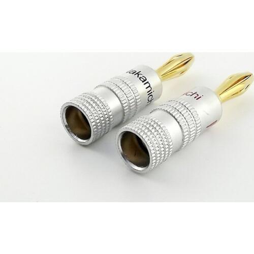 10pcs Gold Plated Connector Nakamichi Speaker 4mm Banana Plug Adapter Connector 24K Black/Red 2 Colors