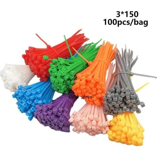 100/Lot 3*150mm width 2.5mm Colorful Factory Standard Self-locking Plastic Nylon Cable Ties,Wire Zip Tie 3x150