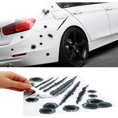 3D Cool Bullet Hole Car Stickers Accessories for Opel Insignia Vectra C Mokka Skoda Rapid Fabia Superb Audi A3 A4 B8 B7