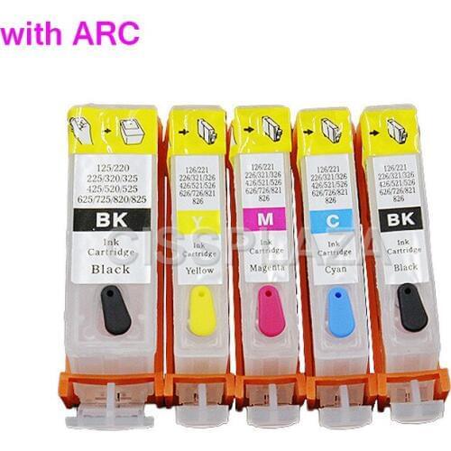 CISSPLAZA 5sets PGI225 CLI226 Refillable ink Cartridge for canon MG5120 MG5220 MG6120 MG8120 IP4820 MX882 IX6520 pgi 225 226