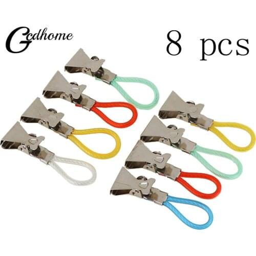 8Pcs/Set Clothes Pegs Metal Stainless Steel Clothespins Colorful Laundry Tea Towel Hanging Clips Loops Kitchen Bathroom Organize