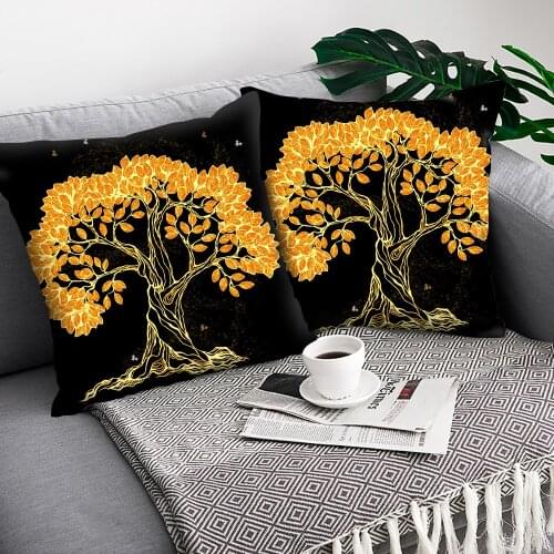 Bronzing Cushion cover Forest Decorative Pillows Gold Foil Printed Pillowcase Home Decoration Sofa Throw Pillows Funda Cojin