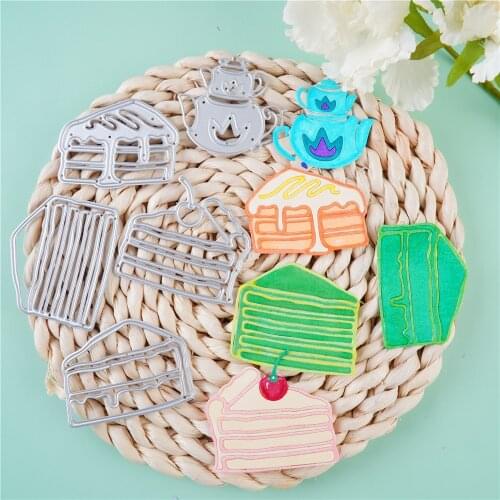 Teacups Cakes TeaPot Cup Cake Metal Cutting Dies Scrapbooking For Making Cards Decorative Embossing DIY Crafts Stencils New 2021