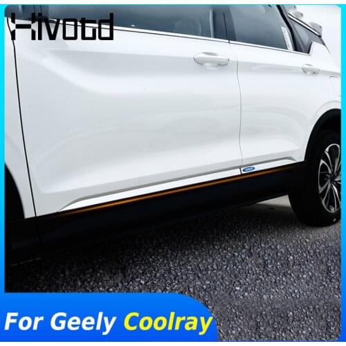 For Geely Coolray SX11 2018-2020 Car Body Side Door Trim Protector Stainless Steel Door Body Anti-Scratch Strips Exterior Parts