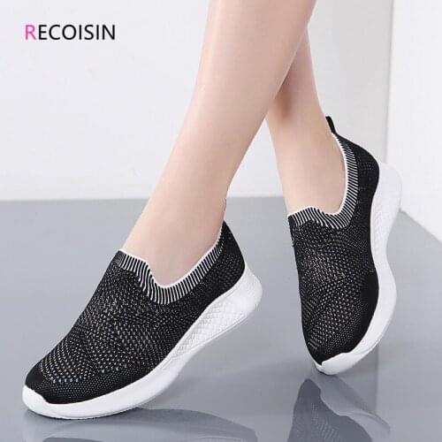 RECOISIN 2020 New Women Flats Shoes Breathable Mesh Casual Shoes for Women Slip-on Flats Moccasins Ladies Shoes zapatos mujer