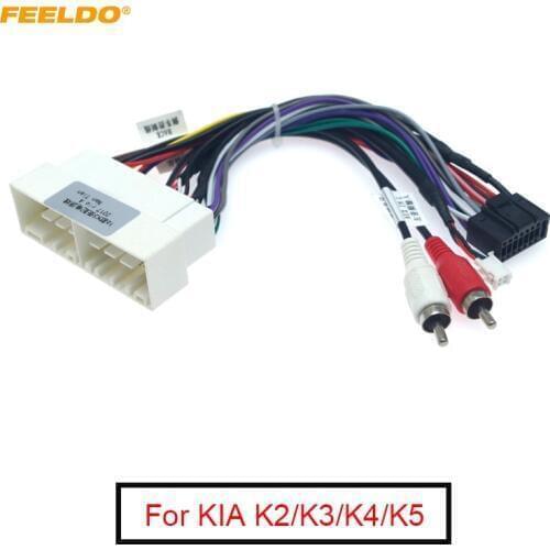 FEELDO 5Pcs Car Navi Radio 16PIN Adaptor Wiring Harness For KIA K2/K3/K4/K5 Verna Audio Power Calbe Wire Plug and play #FD2159