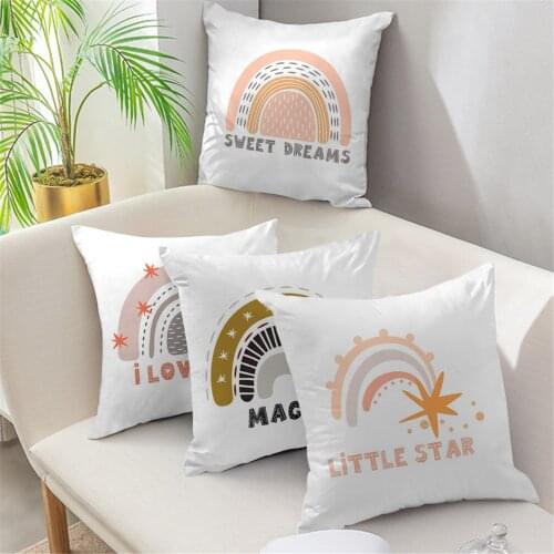 Fuwatacchi Cartoon Rainbow Pattern Cushion Cover Pillow Case Sofa And Home Decorative Pillow Cover For Sofa Chair 45cm*45cm