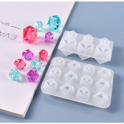 Crystal Epoxy Resin Mold DIY Crafts Jewelry Casting Tool Section Arc Diamond Beads Silicone Mould HX6E