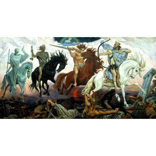 Custom Oil Painting Figure Wall Art for Living Room Hotel Decor Viktor Vasnetsov Warriors of the Apocalypse Horsemen Handpainted