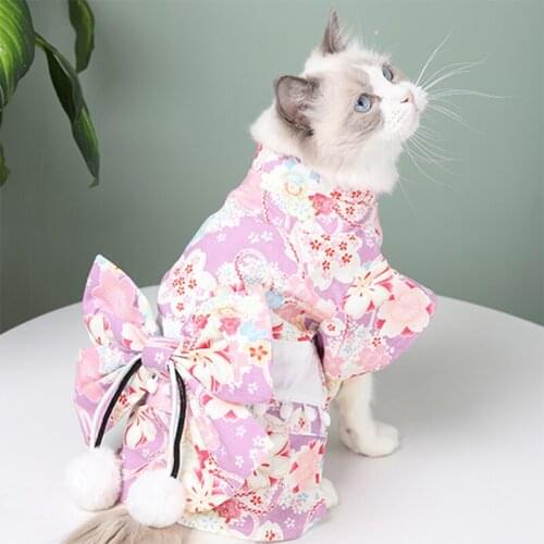 Cat Kimono Japanese Pet Costume Japanese Kimono Pet Cosplay Costumes Cape Cat Outfit Clothing Bulldog Chihuahua Costume