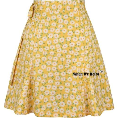 2021 Summer Beach Daisy Printed Floral Yellow Skirt SS0015 Multitasks Lace Up Holiday Women Plus Size Clothing Sexy Wrap Skirt