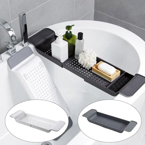 Bath Caddy Tray 3 compartments Organizer Tray Expandable Holder Rack for Spa Reading