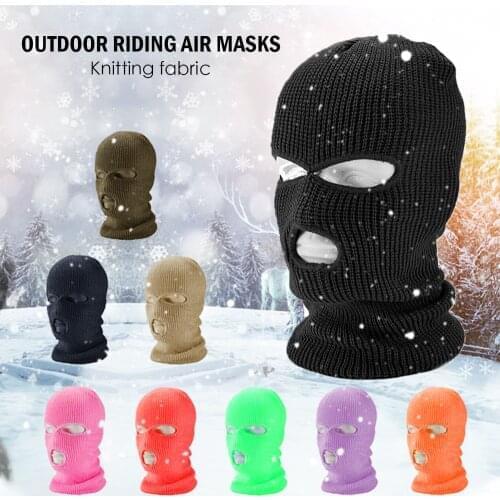 Full Face Cover Mask Three 3 Hole Balaclava Knit Hat Army Tactical CS Winter Ski Cycling Mask Beanie Hat Scarf Warm Face Masks