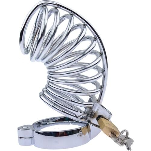 Metal Chastity Devices Stealth Locks Scrotum Bondage Gear Male Cock Cage Stainless Steel Arc Penis Ring Penis Sexual Delay Tools