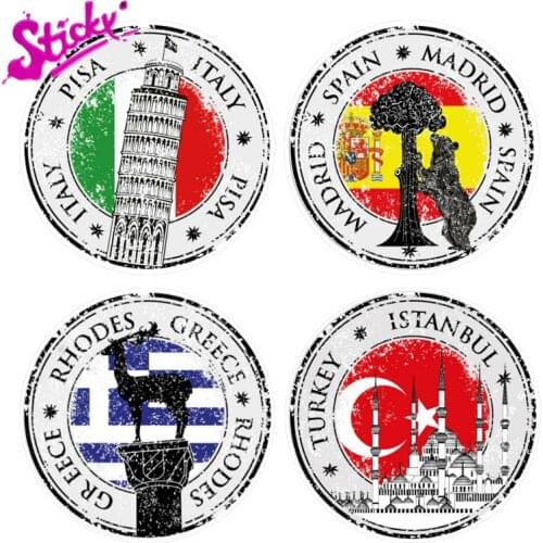 STICKY Pisa Italy Retro Style Stamp Sticker Decal For Car Truck Laptop Tablet Fridge Door Decals Guitar Window Stickers