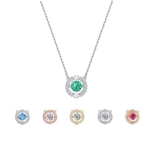 2020New Original Smart round beating heart clavicle necklace crystal from Swarovskis Valentine’s Day gift