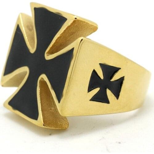New! Amazing Black Jesus Cross Ring 316L Stainless Steel Top Quality Golden Cross Cool Hot Ring