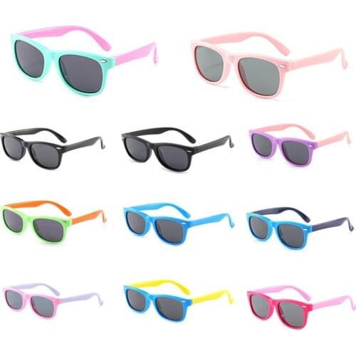 New Silicone Fashion Childrens Polarizing Sunglasses Square Boys And Girls Glasses Brand Design Soft Safety Sunglasses