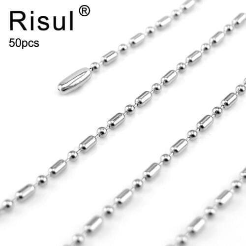 Wholesale 50pcs JEWELRY 2.4mm bamboo bead Necklace chain silver color Stainless Steel diy fittings High Quality 2.4 bead chain