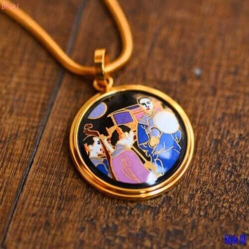Enamel color head ornament pendant for women enamel color large round Necklace womens female Pendant 2020 new fashion jewelry