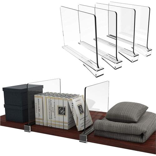 Shelf Dividers Closet Shelves for Wood Shelves Cabinets and Wardrobe Organizer, Clear Acrylic