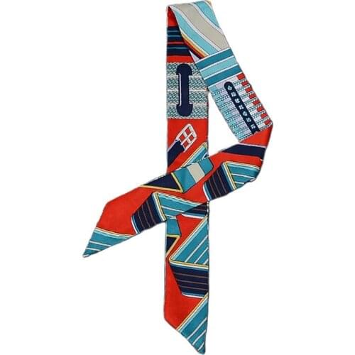 Popular belt printing silk scarf fashion ladies satin scarf Multifunction tied bag small ribbon womens headscarf neckscarf BS45