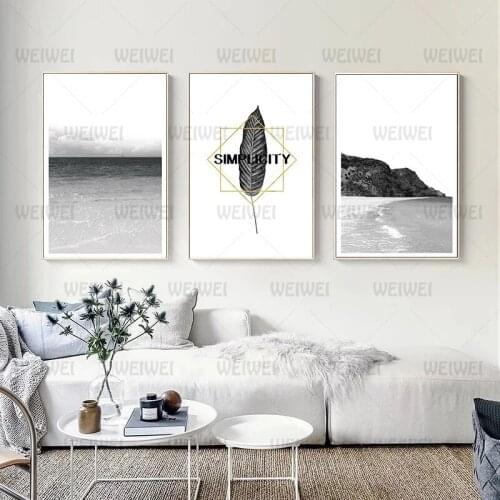 Home Decoration Black Landscape Painting and Black Feathers Poster Wall Art Canvas Painting Used To Decorate Bedroom Living Room