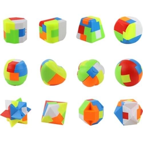 Put together toy balls multi-shape unlock type keyfo pendant color plastic boxed sphere cylinder cube collage building blocks