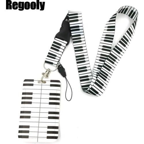 Piano keys Lanyard Credit Card ID Holder Bag Student Women Travel Card Cover Badge Car Keychain Gifts Accessories
