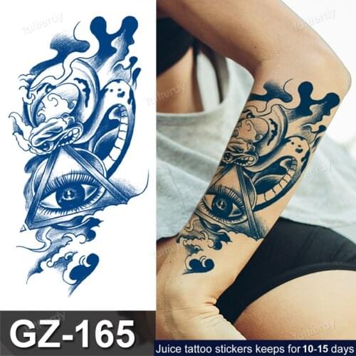 Lasting Juice Tattoo Safe Waterproof DIY Tattoo Sticker Eye Compass Tiger Head Totem Temporary Tattoo Sleeve Arm Chest Body Art