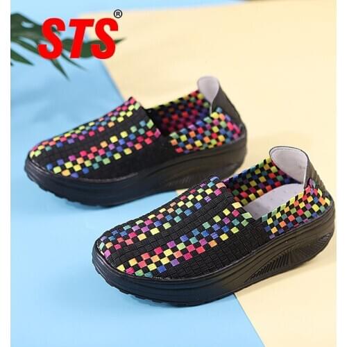 STS New Women Shoes Summer Casual Shoes Flats Breathe Female Shoes Walking Shoes Slip-On Lady Loafers Handmade Shoes Size 35-41