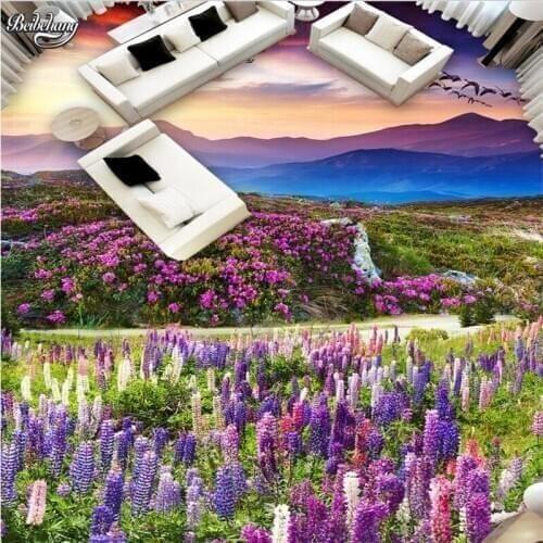 Beibehang Super beautiful natural landscape plant flowers 3D floor custom large fresco pvc wear waterproof floor