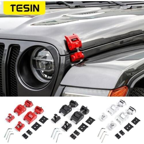 TESIN Car Lock Hood Latch Catch for Jeep Wrangler JL 2018+ Car Engine Lock Cover Accessories for Jeep Wrangler Gladiator JT 2018