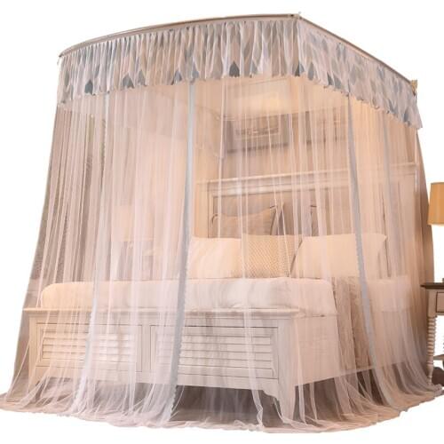 U-Mosquito Net Retractable Home Double Simple Bracket Tattoo 1.8m Thickened Bed 2.0x2.2 Curtains Mosquito Repellent Tent
