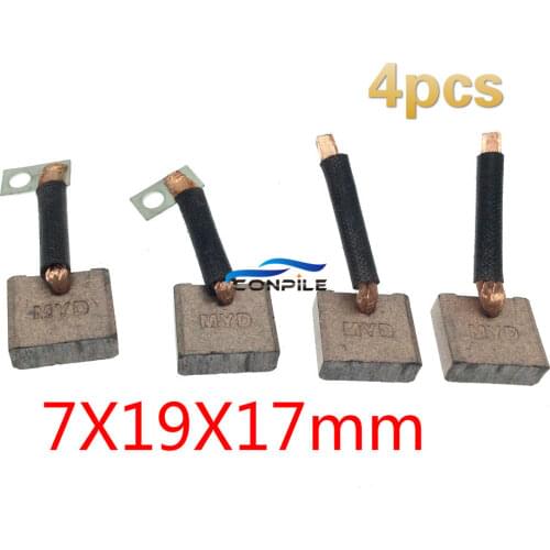 4pcs 2519 12V Carbon Brush Agricultural Car Starter Motor Carbon Brush 7X19X17mm