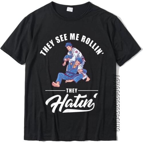 Funny BJJ MMA Design Brazilian Jiu Jitsu T-Shirt Slim Fit T Shirt Tops Shirt For Men Graphic Cotton Fitness Tshirts