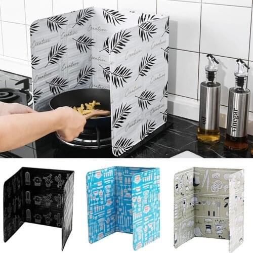 1PC Foil Oil Baffle Aluminum Block Oil Plate Barrier Stove Cactus Printed Cooking Heat Insulation Anti-Splashing Kitchen Tools