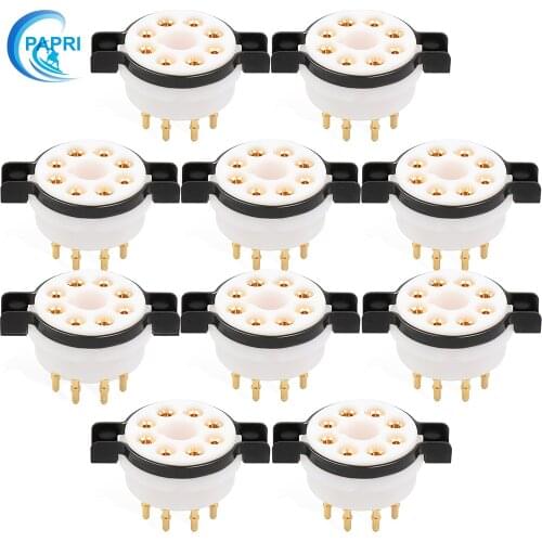 10PCS CMC PTFE 8Pin Tube Socket K8A Gold Plated Brass Feet Vacuum Tube Audio DIY For KT88 KT66 EL34 6V6 6L6 274B CV81