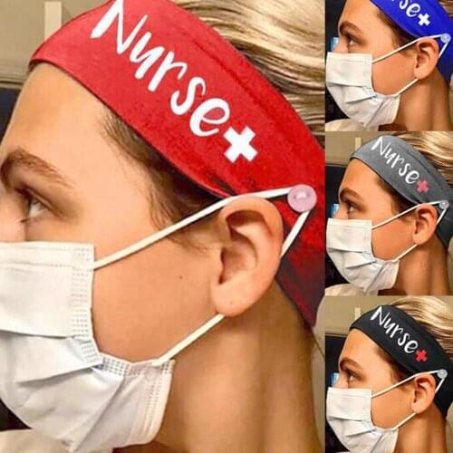 10 Pcs/Lot New Fashion Female Elastic Women Turban Hair Band Accessories Print Nurse Headband With Button
