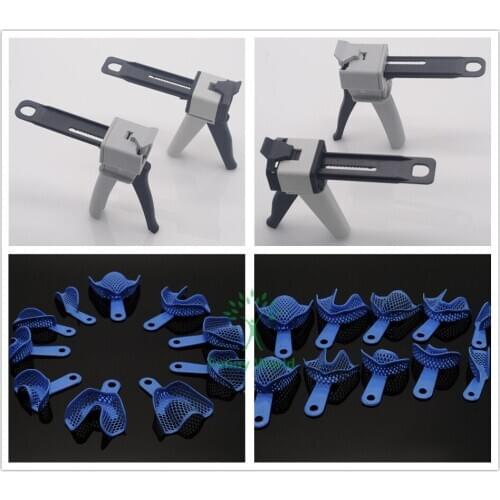 10Pcs Dental Impression Tray And 2pcs Dental Impression Dispensing Caulking Gun