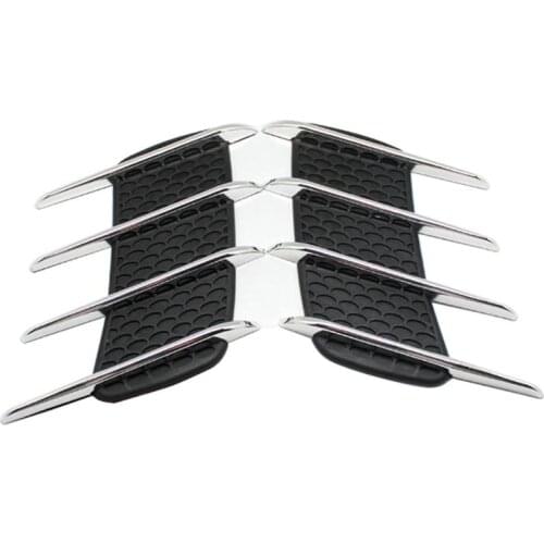 2Pcs Cool Chrome Shark Gills 3D Car Stickers Side Vent Air Flow Sticker for BENTLEY car All models are general
