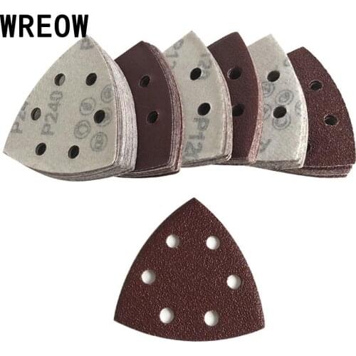 20pcs 40-2000 Self-adhesive Sandpaper 6Hole Triangle Sanding Abrasive Hook Loop Sanding Disc for Random Orbital Sander Polishing
