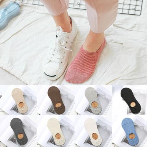 9 Colors Summer Ladies Screw Thread Hidden Sock Slippers Women No Show Boat Socks Silicone Non-slip 1 Pair